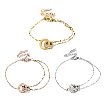 Римские цифры браслеты из нержавеющей стали, с кристально горный хрусталь, браслеты-цепочки для женщин