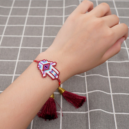 Браслеты из стеклянных бусинок, плетеные браслеты из бисера для женщин, Хамса руку с дурным глазом