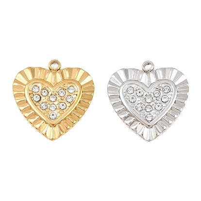 304 подвески из нержавеющей стали, сердце прелести, со стразами