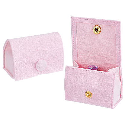 Вельветовые коробки для хранения колец в форме мешочка с кнопкой, портативный дорожный футляр для колец, серьги-гвоздики