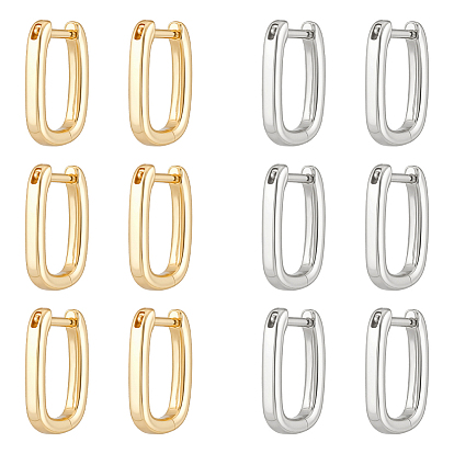 10 пары 2 цветные латунные серьги-кольца, прямоугольные