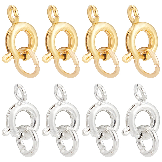 40шт 2 цветные латунные пружинные застежки-кольца, с открытыми пружинными кольцами из нержавеющей стали 304