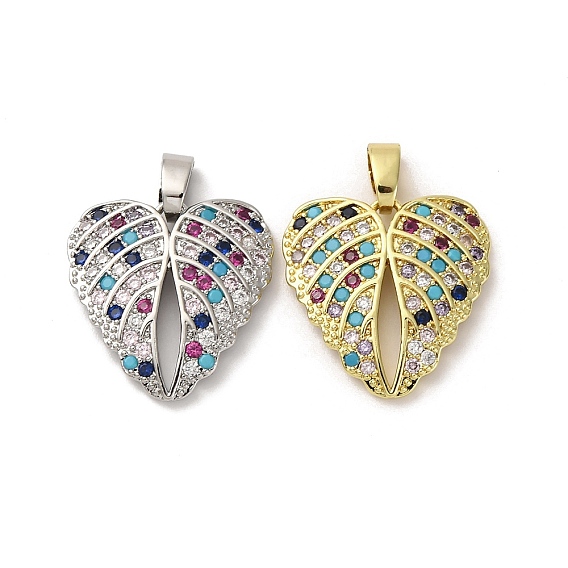 Латунные микро проложить кубического циркония подвески, без кадмия, без никеля и без свинца, прелести из перьев