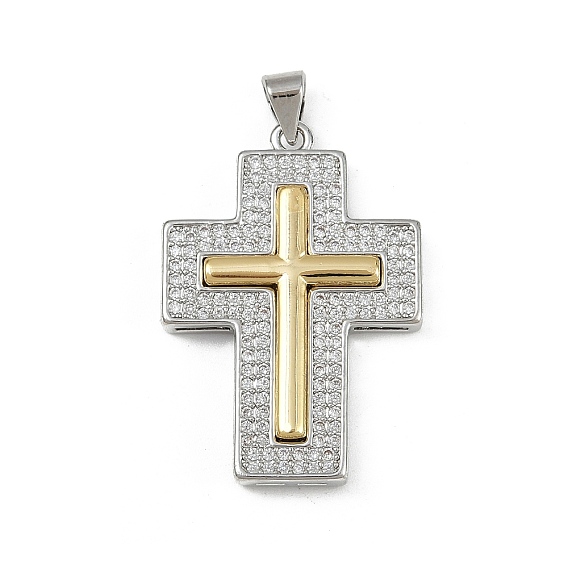 Латунные микро проложить кубического циркония подвески, крест прелести, без кадмия и без свинца, стойки покрытие, долговечный