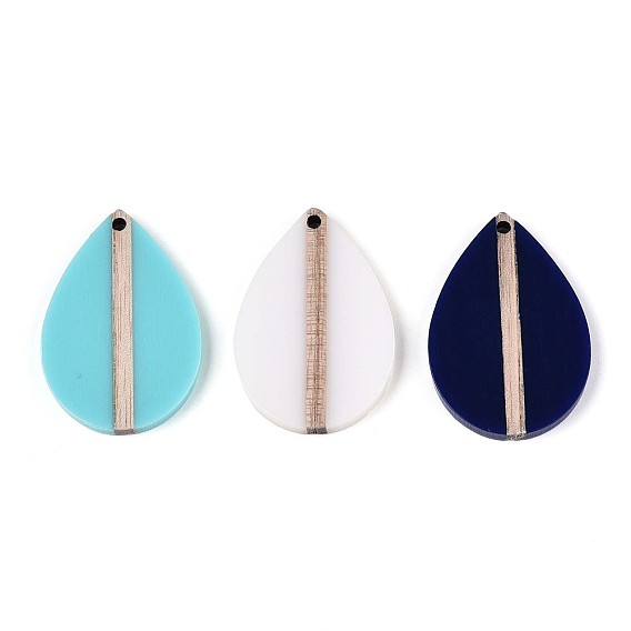 Кулоны из непрозрачной смолы и дерева, слеза