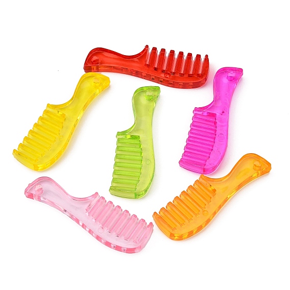 Прозрачные акриловые подвески, расческа, 57x18x6 мм, отверстие : 3 мм, Около 136 шт / 500 г