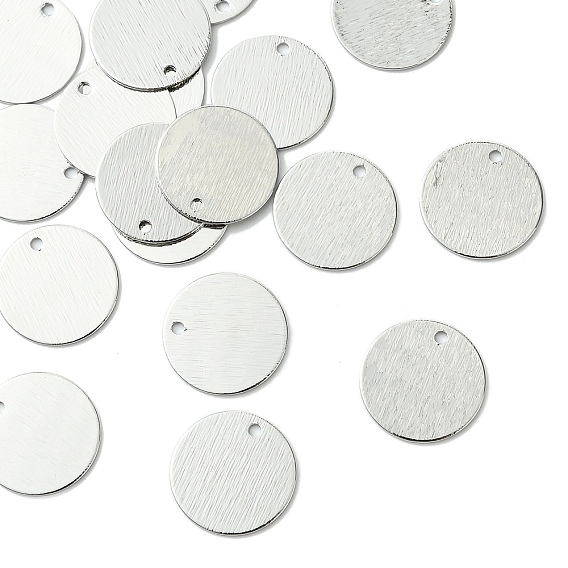 SHEGRACE Brass Pendants, Flat Round Charms, Stamping Blank Tag, Brushed Finish, Cadmium Free & Lead Free & Nickel Free