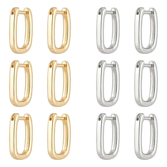 10 пары 2 цветные латунные серьги-кольца, прямоугольные