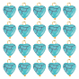 50Подвески из искусственной бирюзы шт., шарма сердца, с золотыми латунными штифтами с шаровой головкой