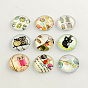 Cartoon Owl Pattern Flatback Half Round/Dome Glass Cabochons, for DIY Projects