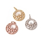 Латунные микропаве прозрачные подвески с фианитом, с акриловыми и прыжковыми кольцами, долговечный, плоско-круглые