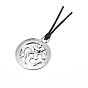 Chakra Alloy Pendant Necklaces, with Wax Rope Chain for Men Women