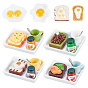Resin Dollhouse Miniature Toast Bread & Omelette Jam Plate Cup Spoon Set, for Doll Kitchen Play Accessoriess