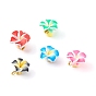 Polymer Clay Pendants, with Brass Findings, Flower,Golden