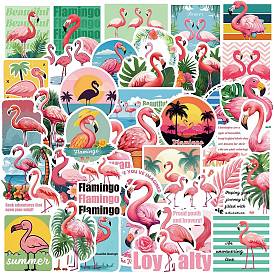 50Pcs 50 Styles PVC Stickers, Self-adhesion, for Suitcase, Skateboard, Refrigerator, Helmet, Mobile Phone Shell, Flamingo