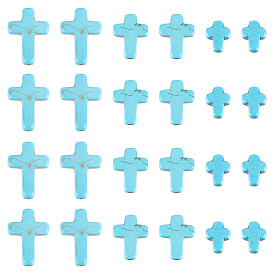 90 шт. 3 стили синтетические бирюзовые бусины, окрашенные, крестик
