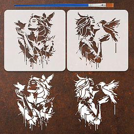 2 piezas 2 estilos mascotas ahuecan dibujo pintura plantillas, para el libro de recuerdos de bricolaje, album de fotos, patrón de cisne y plumas