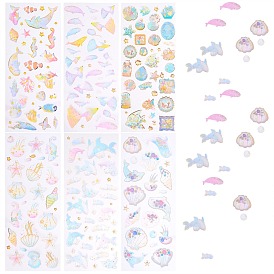 6Sheets 6 Style Epoxy Resin Sticker, for Scrapbooking, Travel Diary Craft