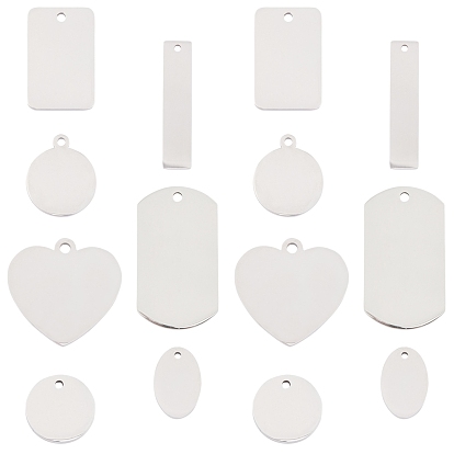 304 Stainless Steel Pendants, Manual Polishing, Blank Stamping Tags, Mixed Shapes