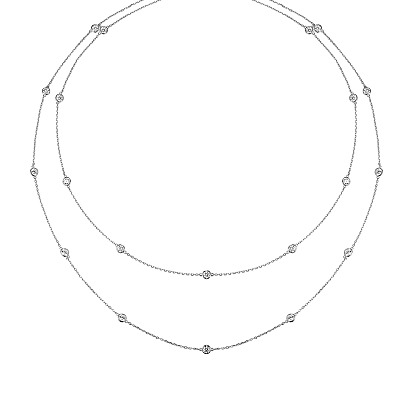Sterling Silver Clear Cubic Zirconia Round Link Chain Necklaces