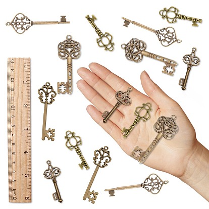 SUNNYCLUE Skeleton Key Charm DIY Jewelry Making Kit for Crafts Gifts, Including Alloy Pendants, Organza Fabric Wings, Clear Elastic Crystal Thread