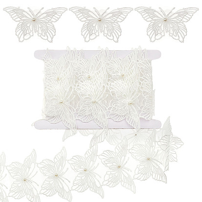 3 ярдов органзы с отделкой из кружева, вышитого пластиковыми жемчужинами, лента-бабочка, с картонной карточкой