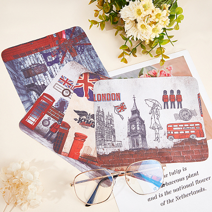 CREATCABIN 20 Sheets 4 Style London Themed Microfibre Glasses Cleaning Cloth, Premium Cloth for Glasses, Lens, Screens, Rectangle