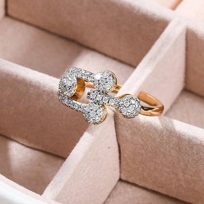 Кольца-манжеты с микропаве из латуни и прозрачными кубическими цирконами для женщин, без кадмия, без никеля и без свинца, музыкальная нота