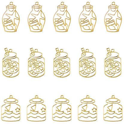 Zinc Alloy Open Back Bezel Pendants, For DIY UV Resin, Epoxy Resin, Pressed Flower Jewelry, Drift Bottle