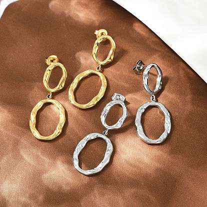 304 овальные серьги-гвоздики из нержавеющей стали с подвесками, ионное покрытие (ip)