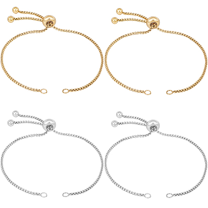 10 шт. 2 цвета регулируются 304 изготовление браслетов из нержавеющей стали, слайдерные браслеты, подходит для соединительных шармов