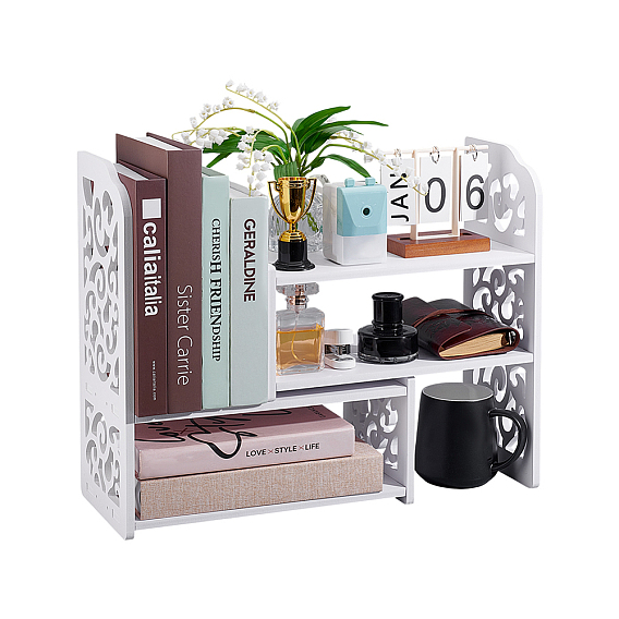 Wood-Plastic Composite Desktop Bookshelf, Storage Rack
