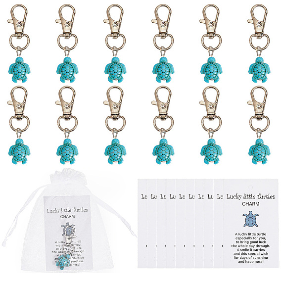 1 подвеска в виде черепахи из эпоксидной смолы, с застежками из сплава и картонной бумагой и пакетом