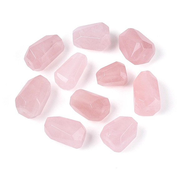 Природного розового кварца бусы, самородки, граненые