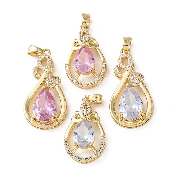 Латунные микро проложить кубического циркония подвески, слезинки, золотые