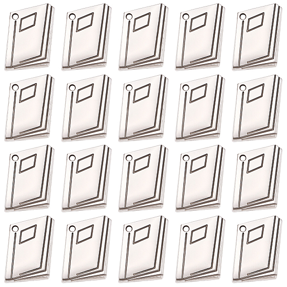 100Pcs Tibetan Style Alloy Pendants for Teachers' Day, Book Charms, Cadmium Free & Nickel Free & Lead Free