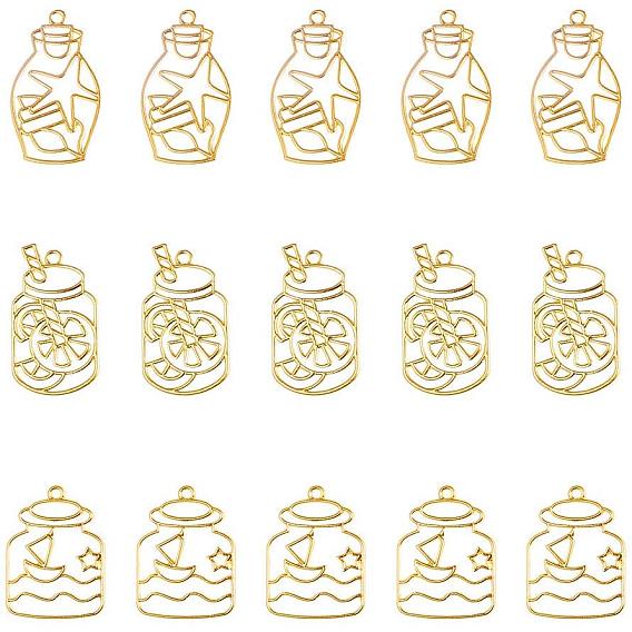 Zinc Alloy Open Back Bezel Pendants, For DIY UV Resin, Epoxy Resin, Pressed Flower Jewelry, Drift Bottle