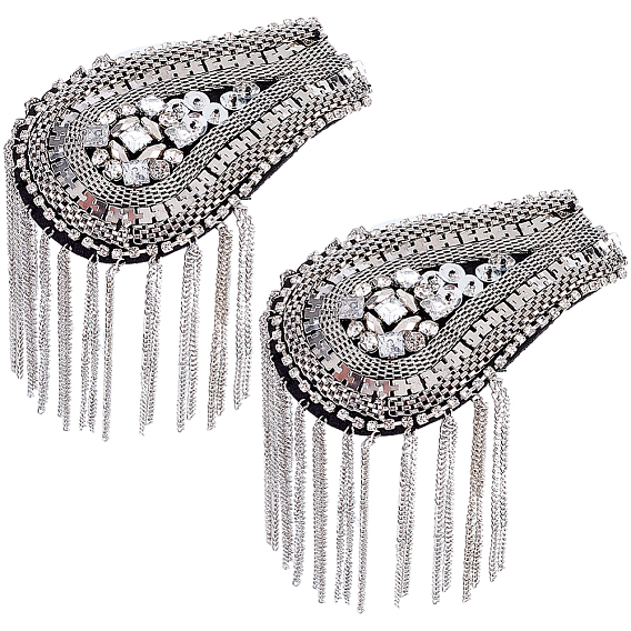 Железная цепочка с кисточкой и эполетами из стразов, наплечные значки