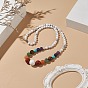 Natural & Synthetic Mixed Gemstone Graduated Beaded Necklace for Women