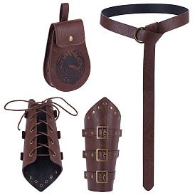 Imitation Leather Waist Belts & Bag, Medieval Viking Renaissance Accessories, with Alloy Findings