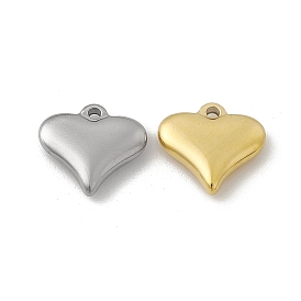 Vacuum Plating 201 Stainless Steel Charms, Heart Charm
