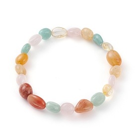 Natural Gemstone Beads Stretch Bracelets, Tumbled Stone, Nuggets