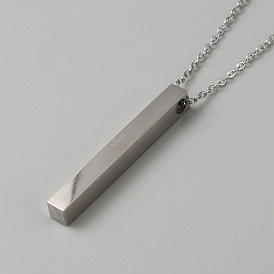 304 подвесные из нержавеющей стали ожерелья, пустой прямоугольник