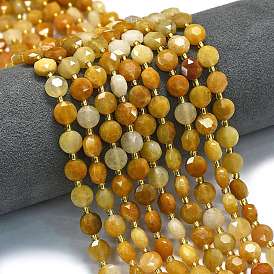 Природный Топаз нефрита бисер нитей, граненый шестиугольный разрез, плоско-круглые, с бисером