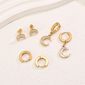 3 пары 304 наборы сережек-гвоздиков из нержавеющей стали, со стразами