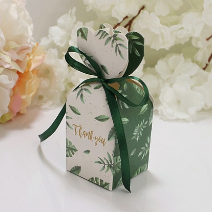 Rectangle Paper Candy Boxes, with Polyester Ribbon, for Bakery Box, Baby Shower Gift Box