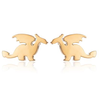 Симпатичные мини-серьги с изображением летающего дракона для девочек - нержавеющая сталь.