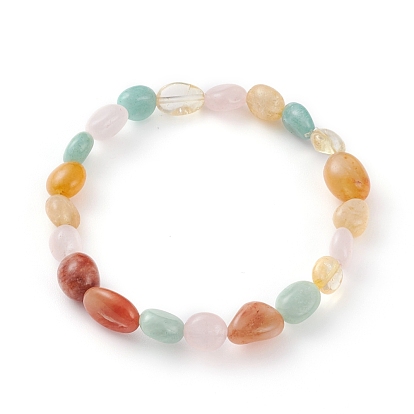 Natural Gemstone Beads Stretch Bracelets, Tumbled Stone, Nuggets