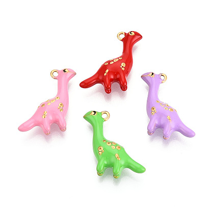 304 подвески из нержавеющей стали, с эмалью, реальный 14 k позолоченный, очарование динозавра, ионное покрытие (ip)
