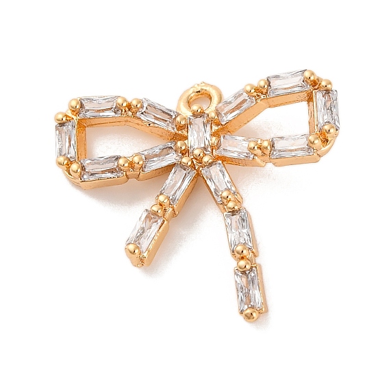 Латунные микропаве прозрачные подвески с фианитом, бантом